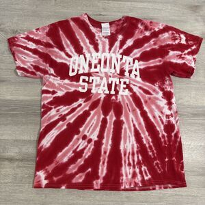 Oneonta State Shirt Men’s Large Red White Tie Dye College New York Damaged